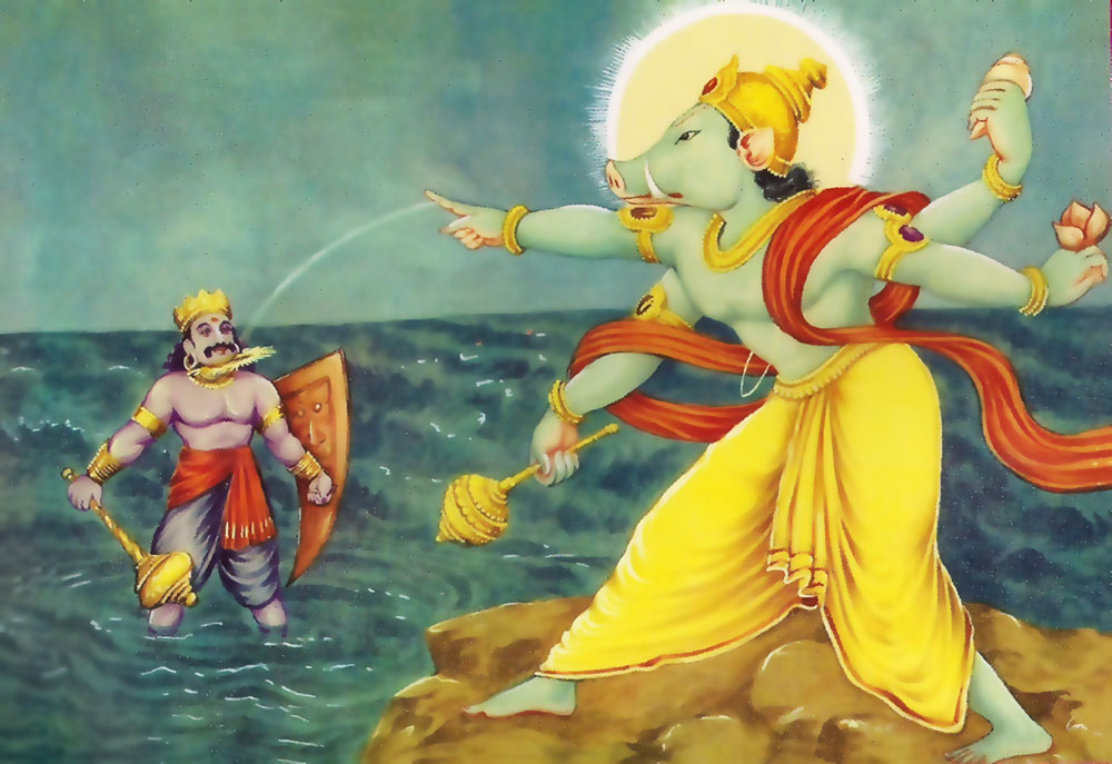 विष्णु अवतार वराह द्वारा हिरण्याक्ष दैत्य वध
